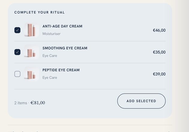 The complete your ritual checkbox upsell